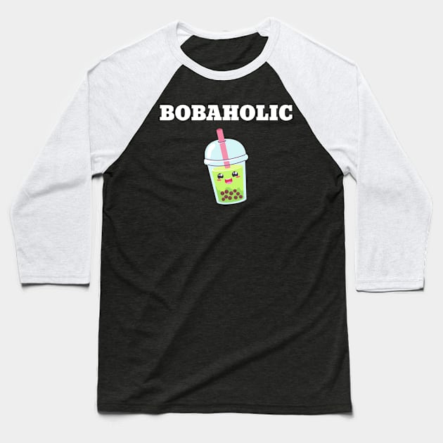 Bobaholic Boba Tea Bubble Anime Kawaii Baseball T-Shirt by lightbulbmcoc